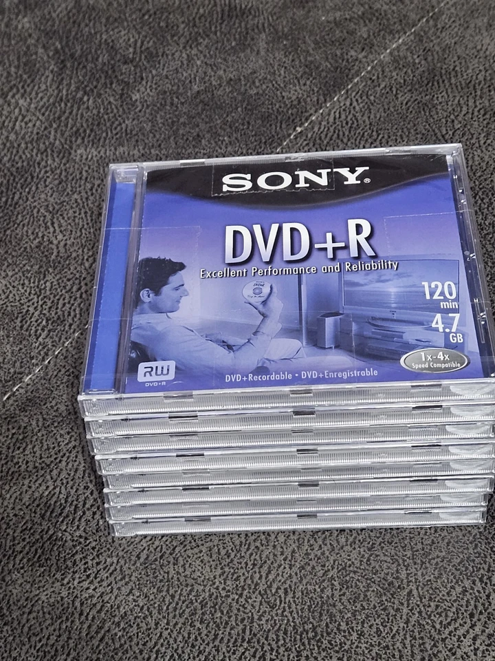 Sony DVD + R 8 Pack Discs With Cases 120 min 4.7 GB Blank New Sealed Blank DVDs - Image 2 of 4