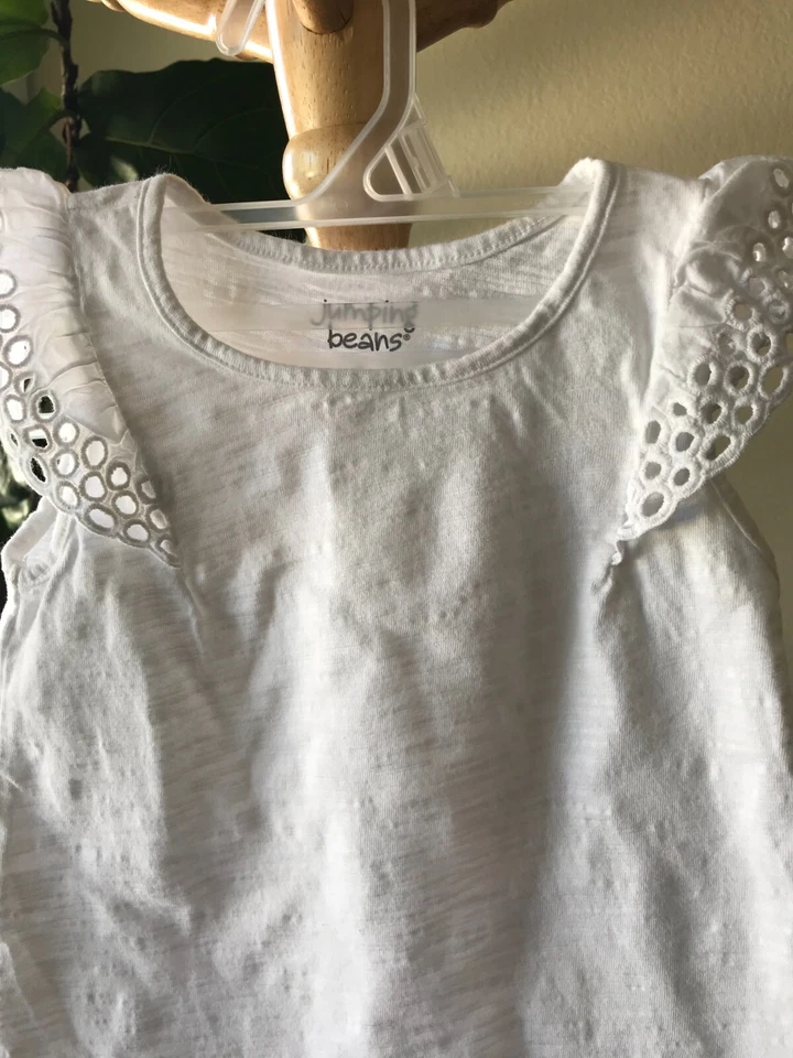 Jumping Beans Girls Size 6 White Eyelet Sleeves Summer Top/Shirt - Image 2 of 4