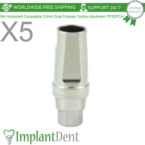 5x Dental Dual Purpose Contour Prosthetic 3.0mm BioHorizons® Compatible Int Hex
