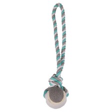 Flamingo Hundespielzeug Ziehtau Tennisball Baumwolle mint/wei&szlig; f&uuml;r Hunde