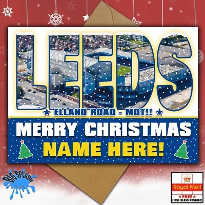 Leeds United Elland Road Personalised Christmas Card Any Name 1st CLASS POSTAGE