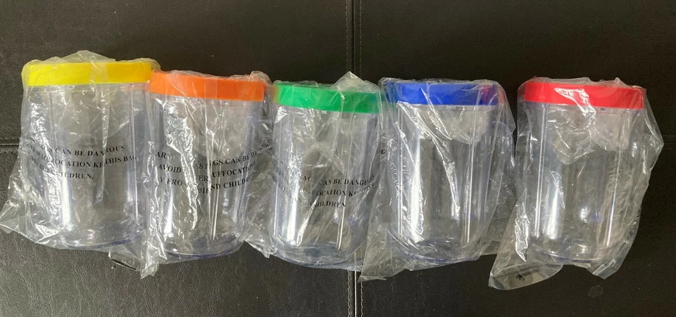 Magic Bullet replacement cups set multi color Black Lids 6 Cups 2 Lids 4 Rings  - Image 4 of 4