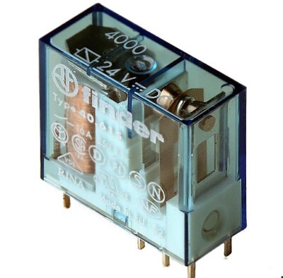 Relais Spule 24V/ DC, Finder,  44.52, 2 x Umschalter, 250VAC/6Amp. 1St