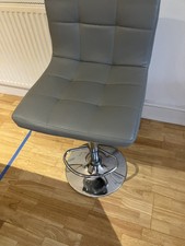 2PCS Bar Stools, Grey PU Leather Adjustable Swivel Counter Chair for Kitchen Bar