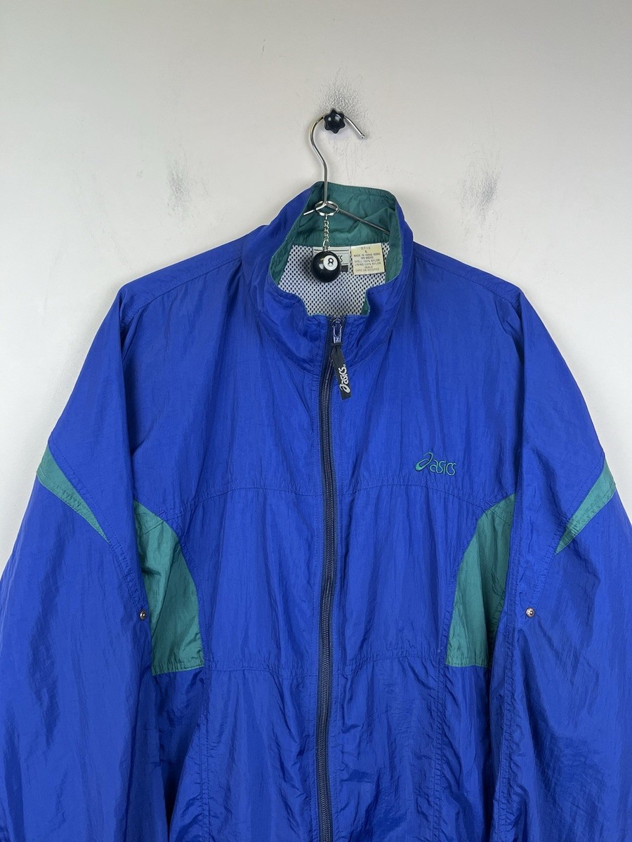 VTG ASICS Unisex Full Zip Goretex Windbreaker Size L Blue 80s 90s