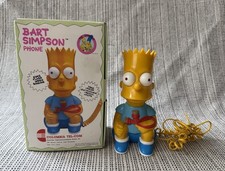 VTG 1990 Bart Simpson Corded Telephone Eyes Flash When Ringing W/ Box  Manual