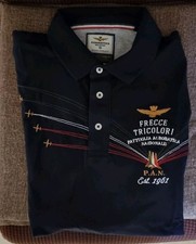 Aereonautica Militare Maglia Uomo Modello Polo Blu Scritte E disegni Ricamati.