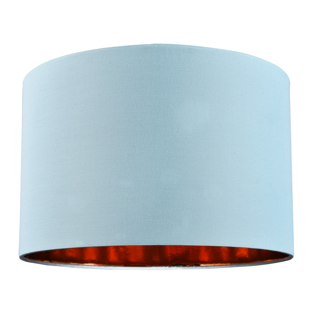 Modern Chic Duck Egg Cotton 12"" Table/Pendant Lamp Shade with Shiny Copper In...