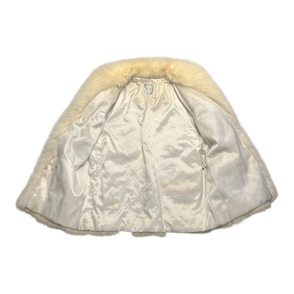 Hermoso abrigo de piel de zorro azul blanco saga vintage con marcas de piel marrón L Foto 2 de 4