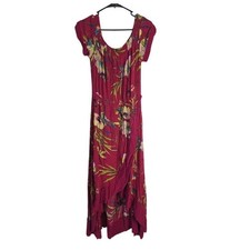 Allison Joy Long Length Dress L Womens Pink Floral Coquette Summer Flowy Tiered