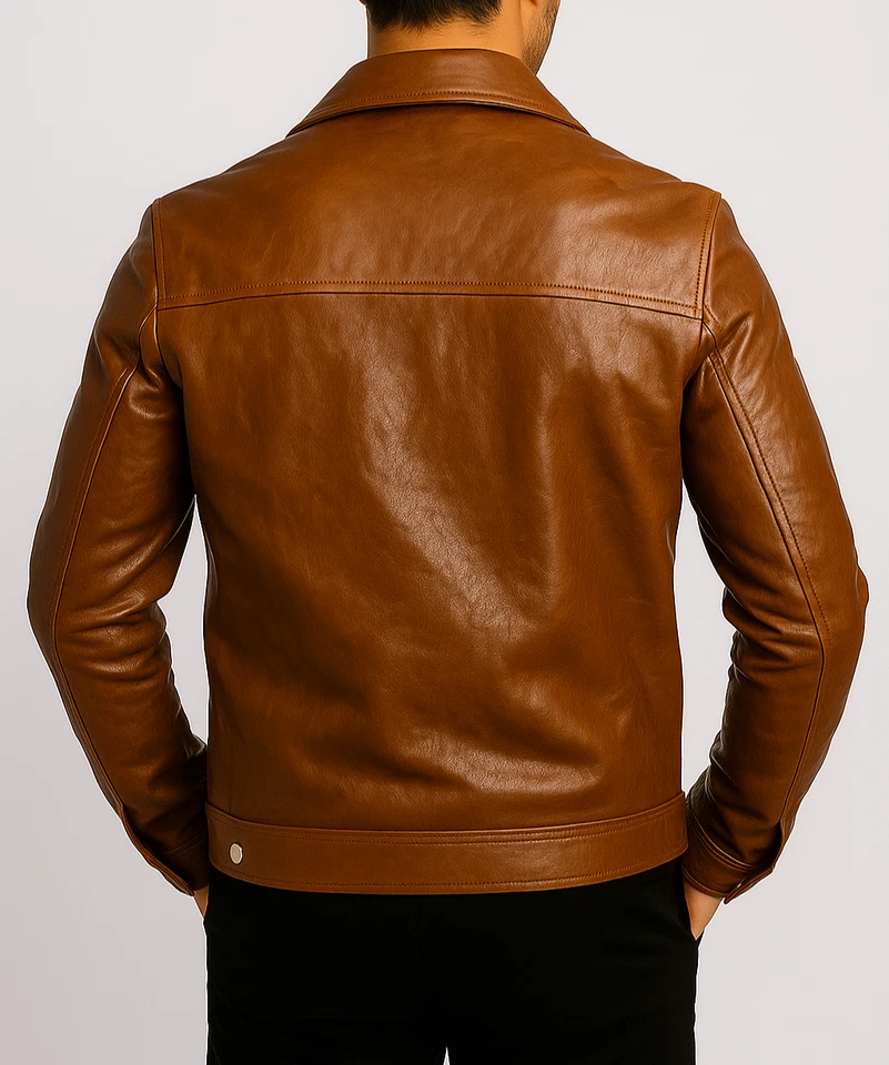Mens Cafe Racer Biker Real Leather Jacket Vintage Style Lambskin Outerwear Coat - Image 3 of 4