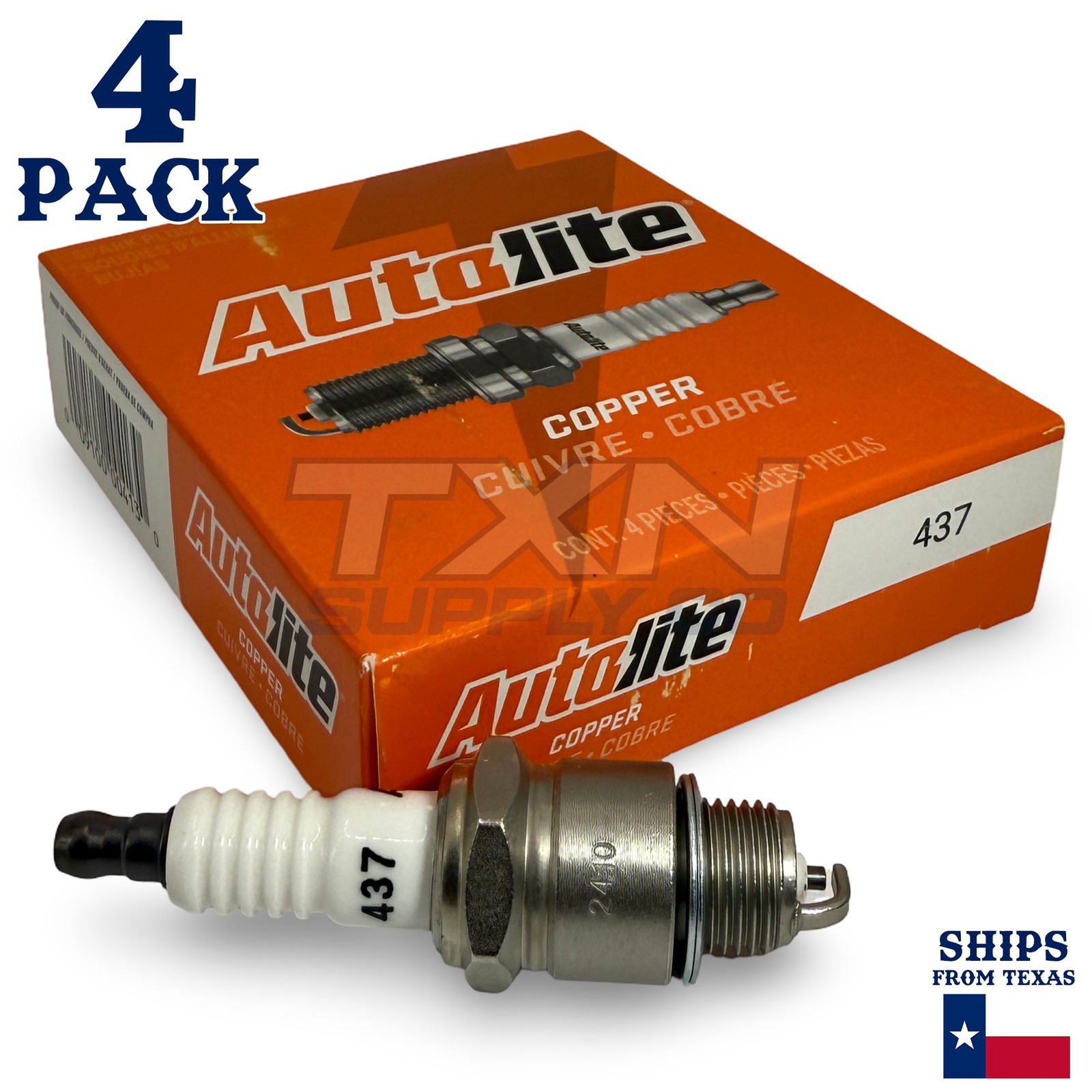 4 Pack Autolite 437 Copper Core Spark Plug