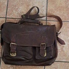 Brown Leather Messenger Bag with Vintage Appe...