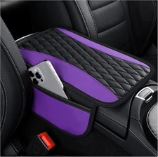 Patchwork Leather Center Console Covers for Cars,Upgraded Arm Rest Purple 