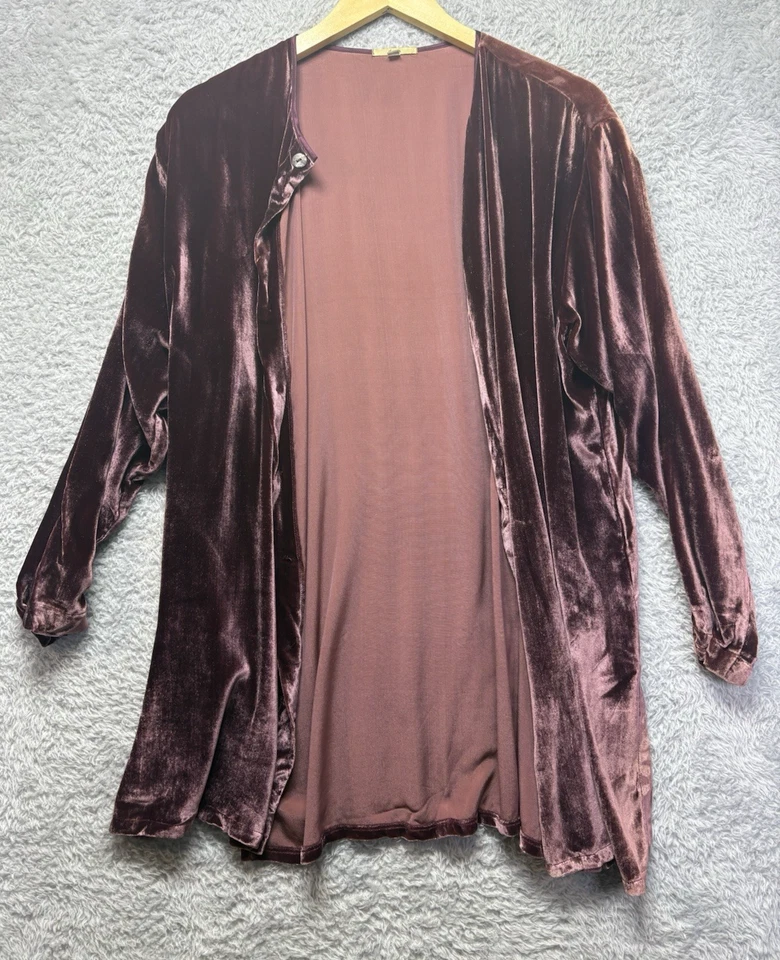 DOSA Velvet Velour Silk Blend Button Top Size 2 Medium Mauve Luxury Lagenlook - Image 4 of 4