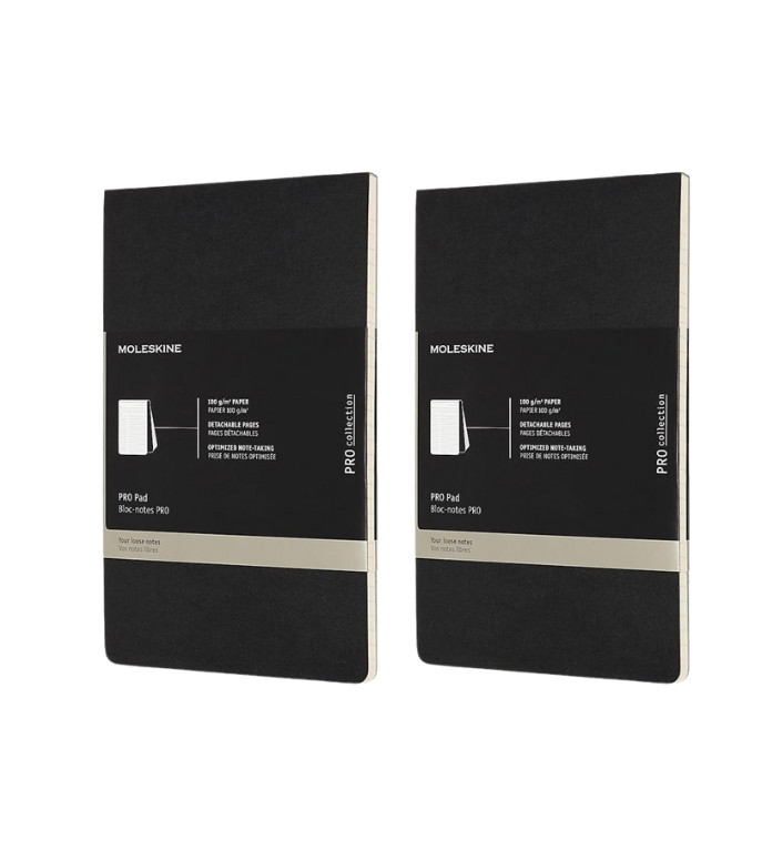2 Moleskine PRO Pad Soft Cover Large 5 x 8.25 Ruled Black 96 Pages