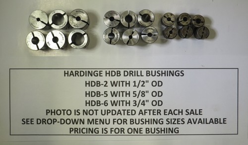 HARDINGE DRILL BUSHINGS FROM HDB-2 WITH 1/2" OD TO HDB-8 WITH 1" OD