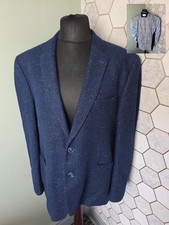 Giordano Blue Navy Fleck Wool Tweed Blazer Jacket Speckled Confetti UK 44 EU 54