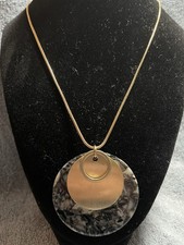 Gold Black Gray Acrylic Necklace and Earrings Jewelry Set