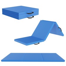2ft x 6ft x2in Folding Gymnastics Mat,3-Panel Exercise MatPVC Leather EPE Foam