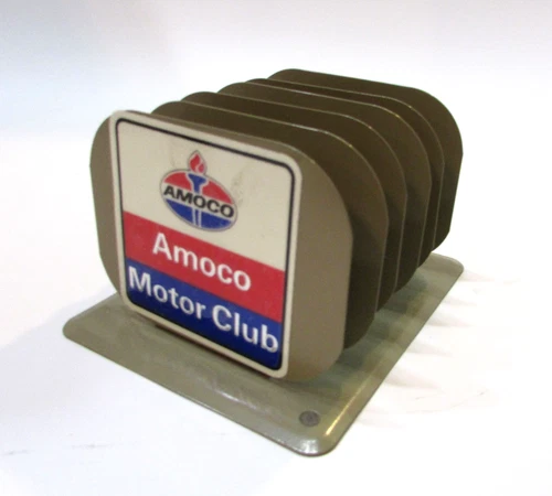 Old 1980's AMOCO Motor Club Sticker Vintage Steel Divided Desktop Letter Holder