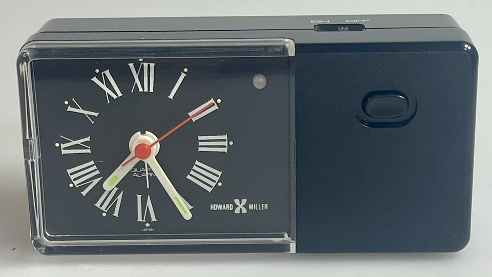 NEW w/Box Howard Miller Black Mini Travel Quartz Alarm Clock Model 622-704 - Image 3 of 4