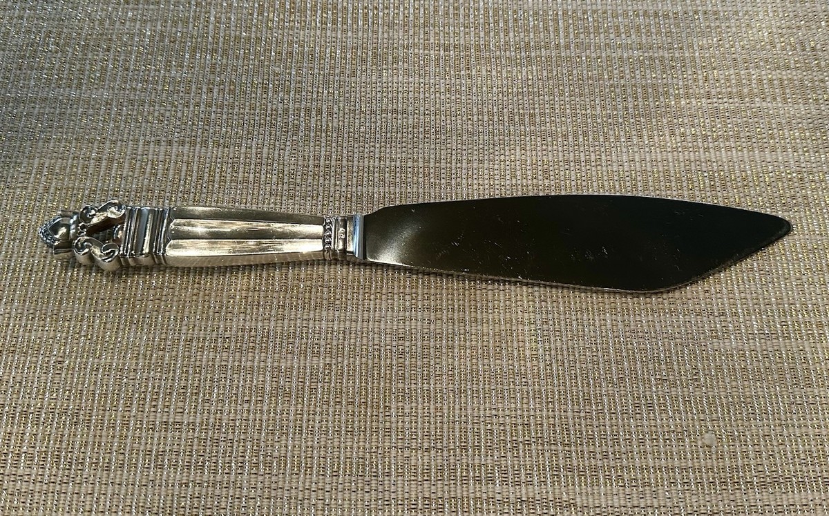 Georg Jensen Acorn Sterling Silver Handle Large Cake Knife with