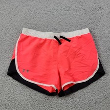 Under Armour HeatGear Shorts Girls Youth XL YXL Loose Red Black Running Workout
