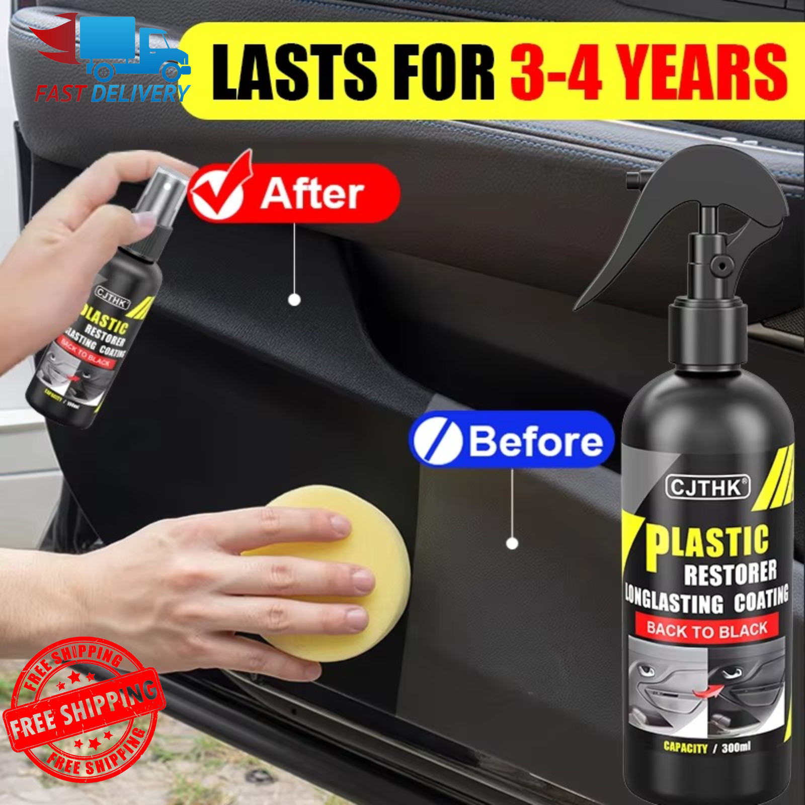 Car Plastic Restorer Back to Black Gloss Trim Renovator Long-Lasting Coating