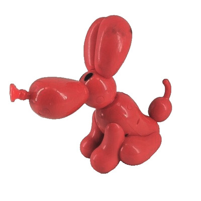 Red Resin Balloon Dog Sculpture Makes Sounds 4.5'' On Off Button