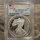 2017 W Proof American Silver Eagle PCGS PR70DCAM First Strike Flag Label