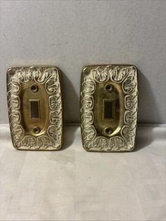 2 VTG Brass Floral Design Light Switch Covers # BF 141 LR 28847