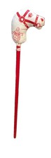 Romper Room Vintage 96cm Red White Vinyl Wooden Stick Horse Toy Needs Repair