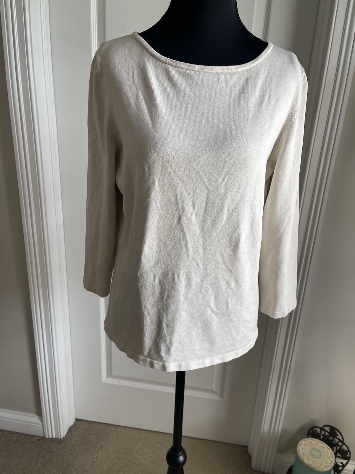 Lauren Ralph Lauren Women's White 3/4 Sleeve Silk Top Size M