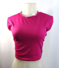Women Short Sleeve T-shirt built in bra Top Yoga Workout Tops M