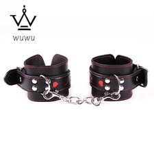 PU Leather Heart Handcuffs Wrist Ankle Cuffs Binding Set Restraint