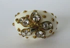 Vintage White Plastic Crystal Rhinestone Strawberry Ring Size 9