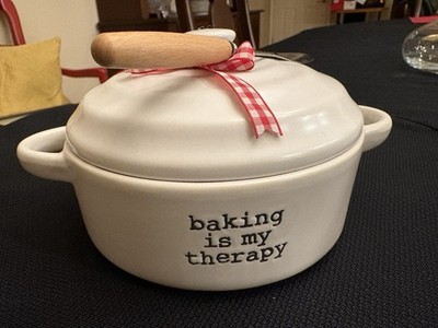 Covered Stoneware Mini Brie Bake & Serve Set & Spreader  Baking Is My Therepy 