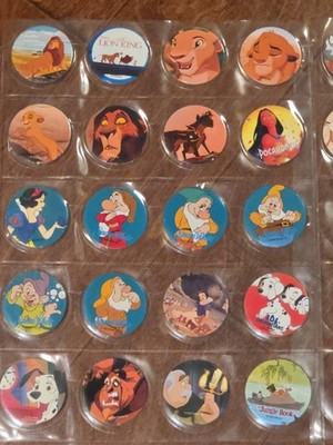 Lot of 25 Disney Themed Pogs / Milk Caps Game, Collector Pogs.