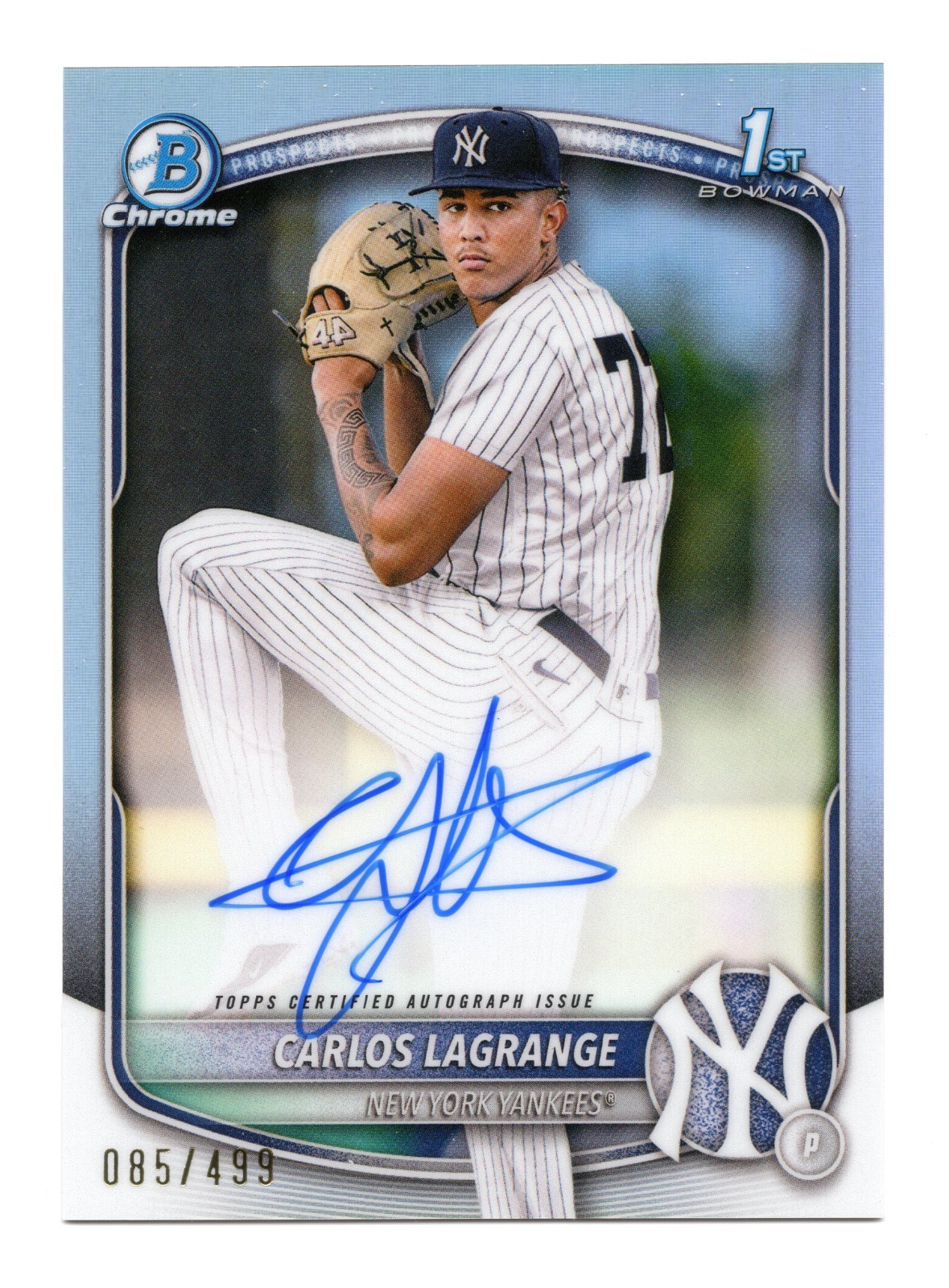 Carlos Lagrange #CPA-CL 085/499 2025 Bowman Chrome 1st autograph refractor