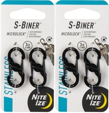 Nite Ize 2-Pack S-Biner MicroLock Stainless Steel Carabiner - Black 2-Pack 
