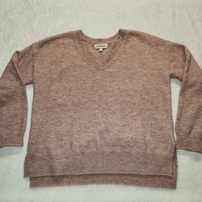 Lucky Brand Mauve Knit Pullover Sweater V-Neck Long Sleeve Ribbed Trim M 4 Wool