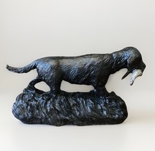 1997 Brad Lorang Bronze Hunting Dog Retriever w/ Bird Signed 10”L