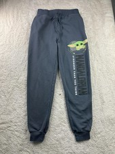 Star Wars Mandalorian Grogu Pants Boys Small 3-5 Gray Fleece Sweatpants Joggers