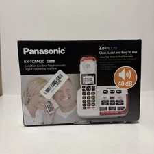 Panasonic KX-TGM420 White Amplified Cordless Phone Digital Answering Machine