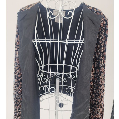 Papell Boutique Evening Black Floral Velvet Sequin Jacket Women’s Size L - Picture 5 of 11