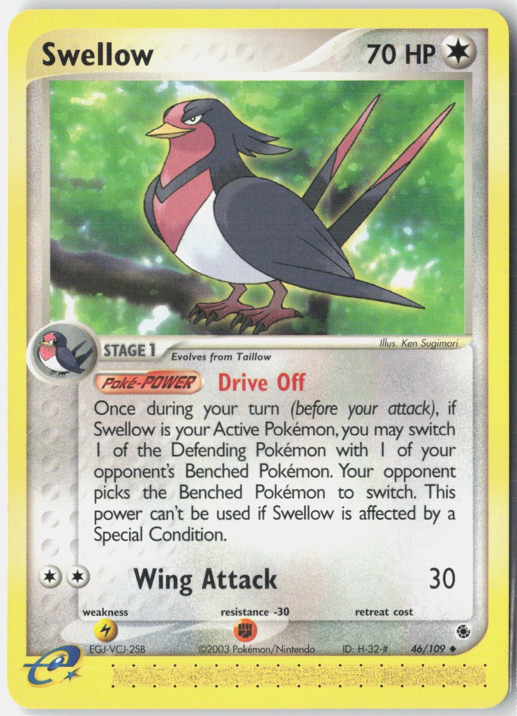 Swellow 46/109 Uncommon Ruby & Sapphire Pokemon Near Mint
