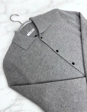 The Row Barkley Wool-Cashmere Shirt Cardigan – Light Grey – Size S