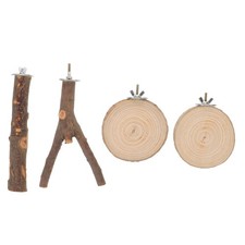 4 Pcs Large Parrot Wood Perch Stand Set Natural Branches Bird Claw Grinding Toys