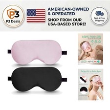 Travel-Friendly 100 Silk Sleep Masks - Adjustable, Breathable Blackout 2-Pack